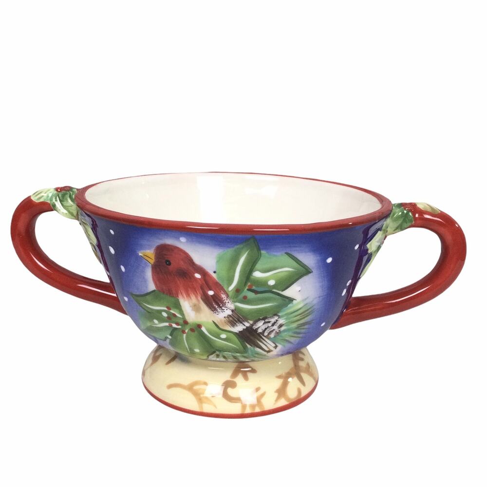 American Retro Vintage Maureen Murphy Winter Bird Collectible Double Handle Mug